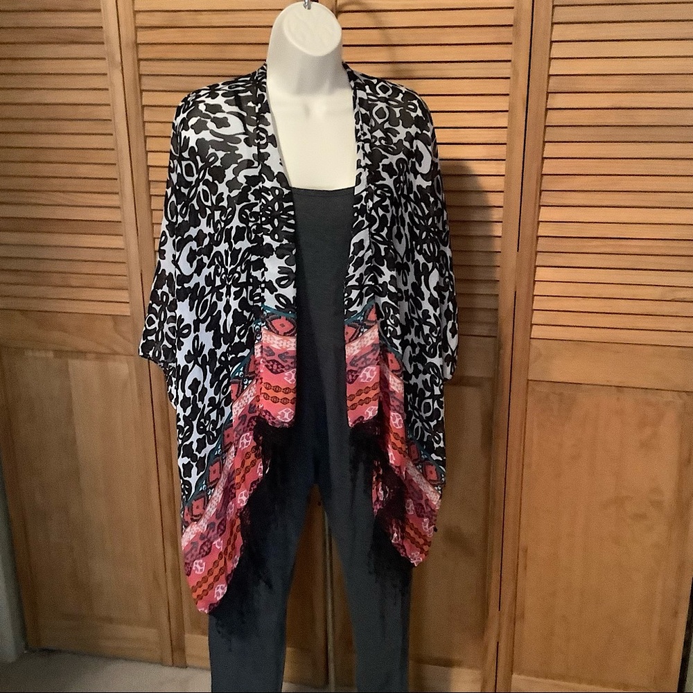 Sheer Top Kimono Tunic cover-up jacket  lg to Xl